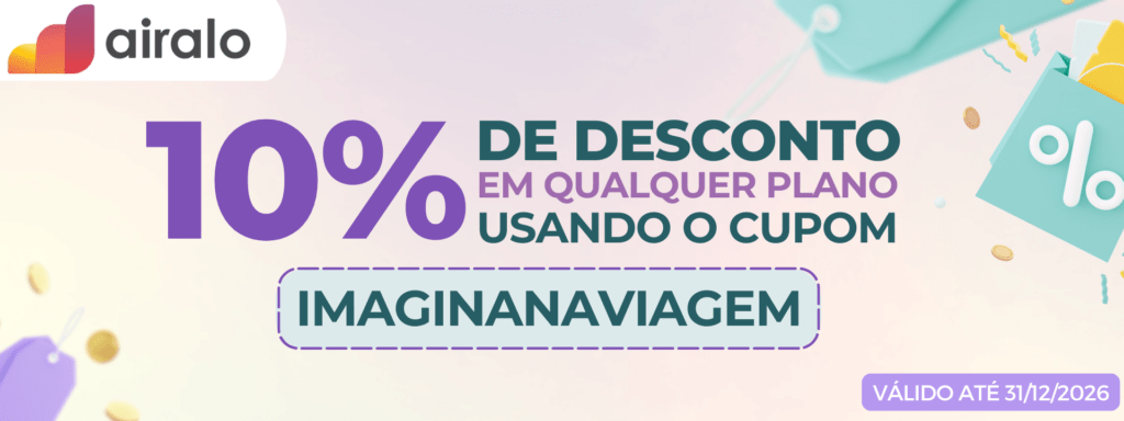 Cupom de desconto IMAGINANAVIAGEM em qualquer plano da Airalo